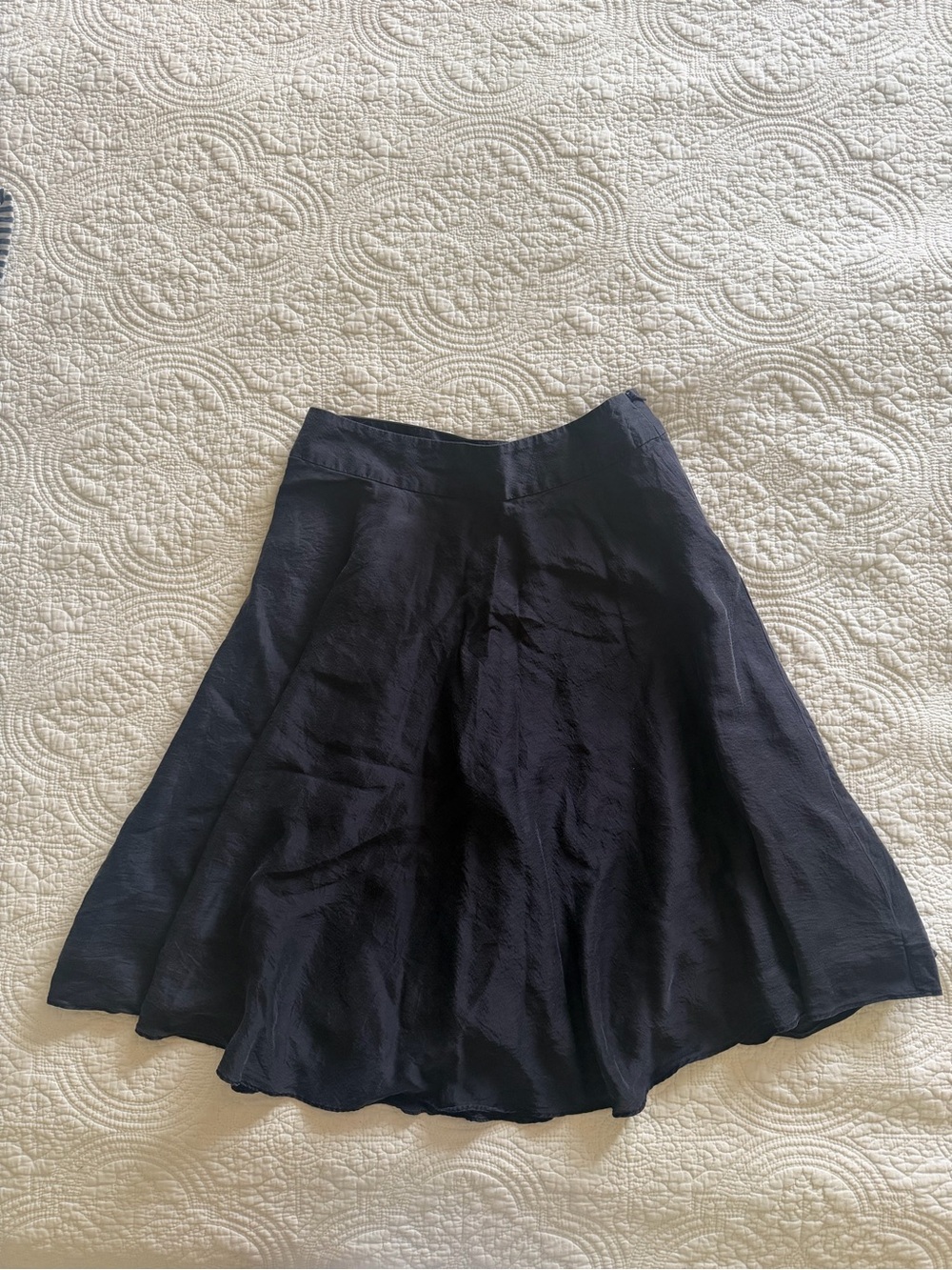 Classic Silk Black A-Line Flare Skirt